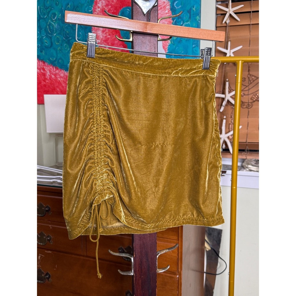 Free People Goldenrod Velvet Mini Skirt